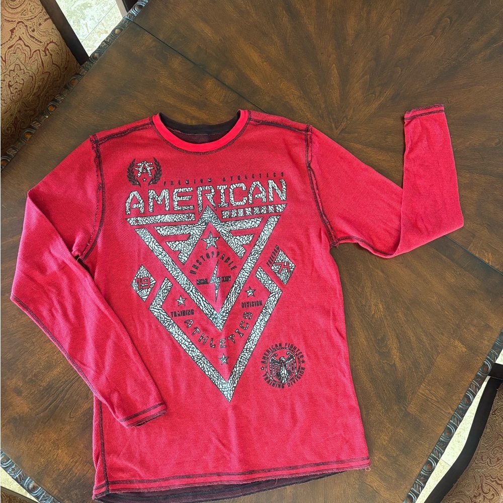 American Fighter Red Jersey Shirt with Graphic Design